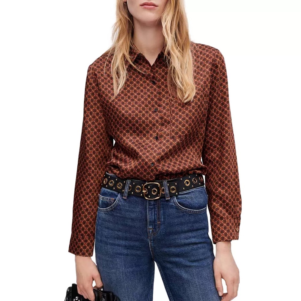 Maje Satin Caslo Printed Shirt